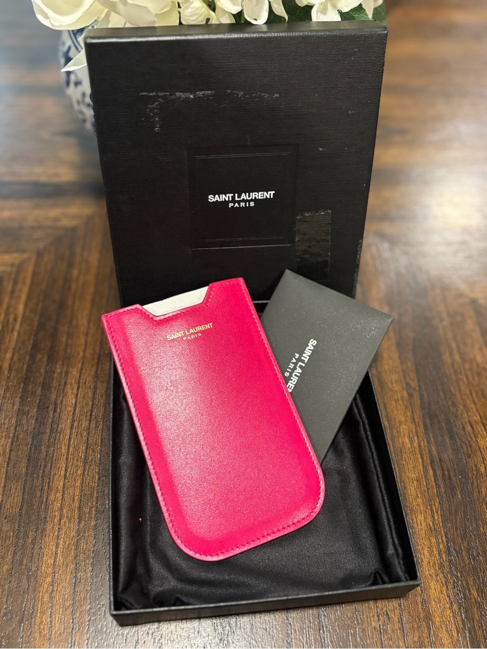 Saint Laurent Pink Leather Sunglass or Glasses Holder
